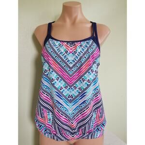 Jag navy layered tankini top size M